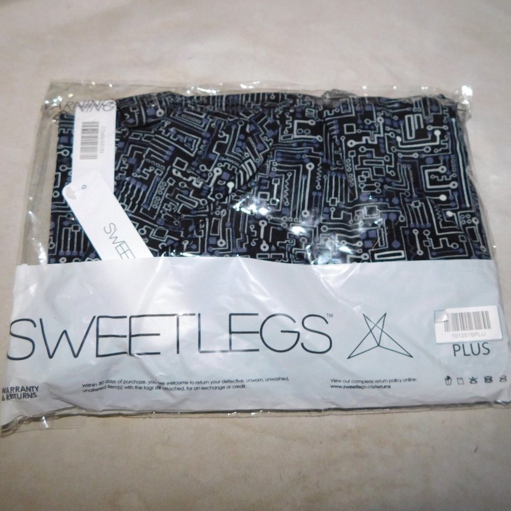 Sweetlegs Womens Leggings Short Circuit Black White Gray NEW One Size Plus